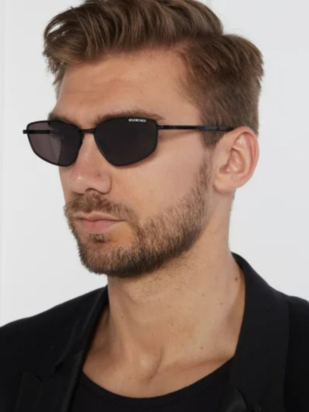 BALENCIAGA BB0277S 001 BLACK GREY GEOMETRIC SUNGLASSES